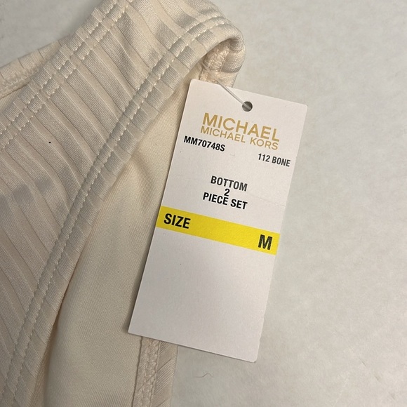 MICHAEL MICHAEL KORS RIBBED CREAM/BEIGE BIKINI MEDIUM - Picture 8 of 16